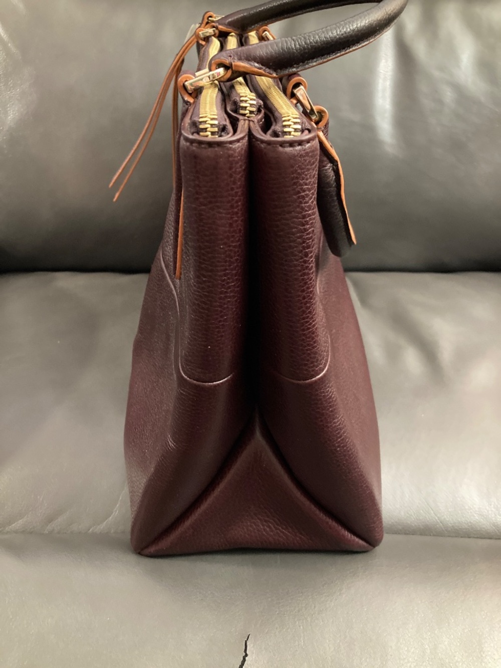 Coach Burgundy and Tan Leather Crossbody Satchel - Picture 4 of 14